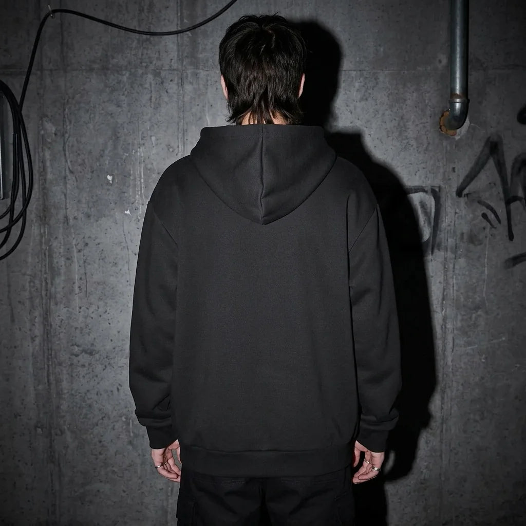 Rückansicht Dark Tribal Zip Hoodie, schlicht, Festival