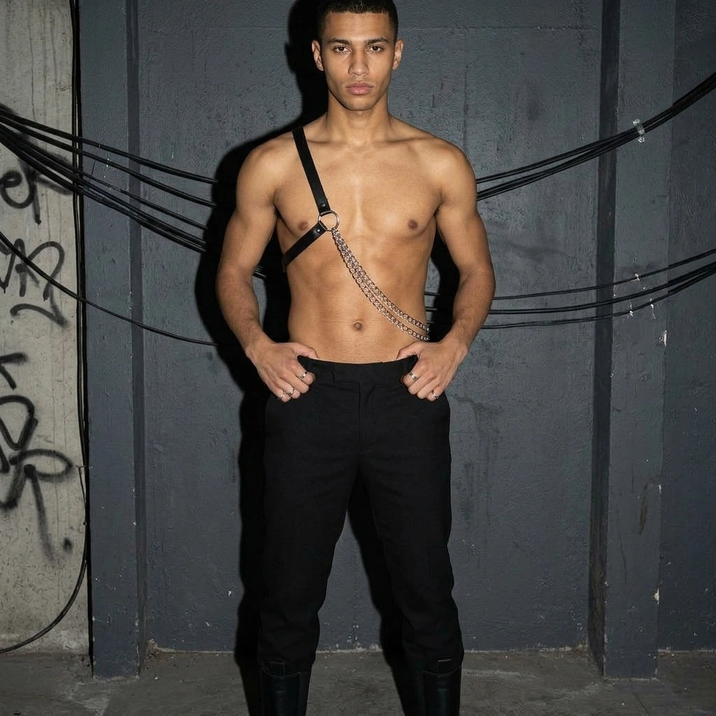 Chain Warrior Männer Harness - Dreiviertel-Ansicht | Techno Essentials