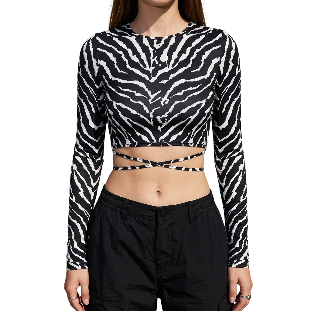 Zebra Rhythm Longsleeve, schwarz-weiß, Frontansicht, Techno, Rave, Festival-Mode
