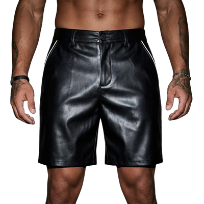 Nightshift Shorts in Schwarz, frontal, techno-festival-ready, muskulöses Model