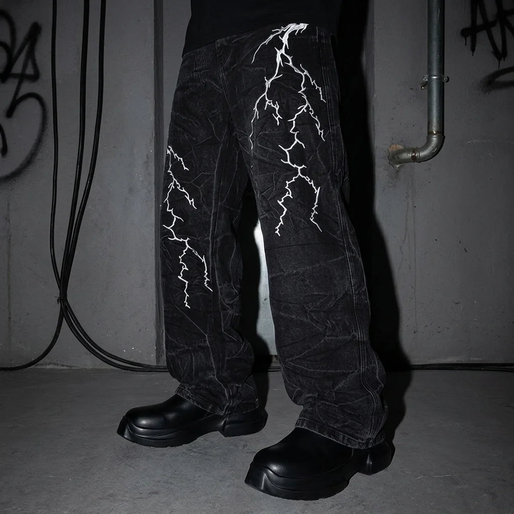 Electric Storm Hose, seitlich, Techno Rave Style, Clubwear, Graffiti