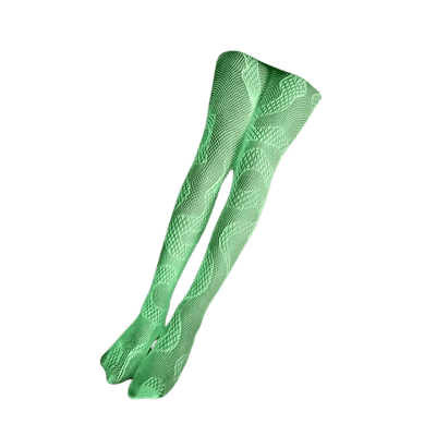 RaveGlow Neon Netzstrumpfhose Snaky mit Schlangenmotiv, leuchtend im Dunkeln