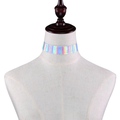 Techno Holo Choker – Schimmernder Look für Festivals und Raves