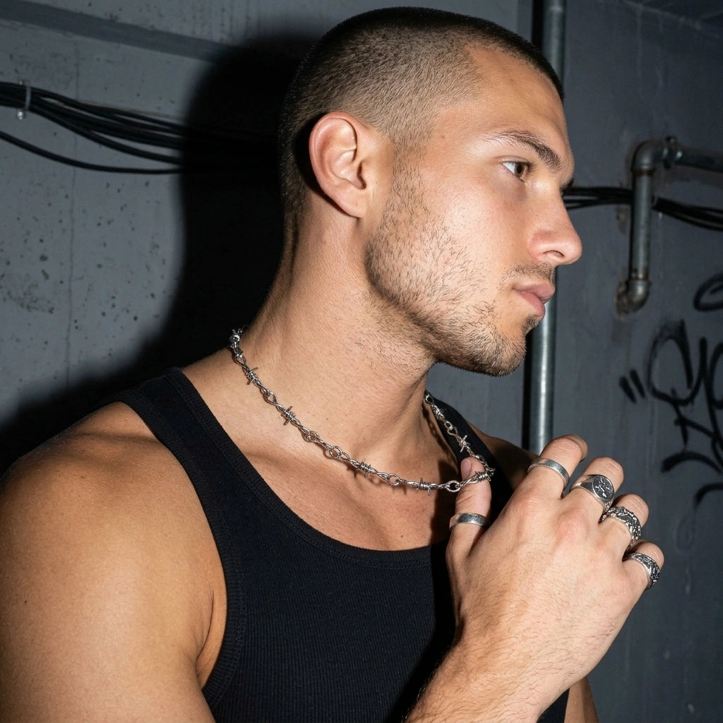 Barbed Wire Chain - Dreiviertel-Ansicht | Techno Essentials