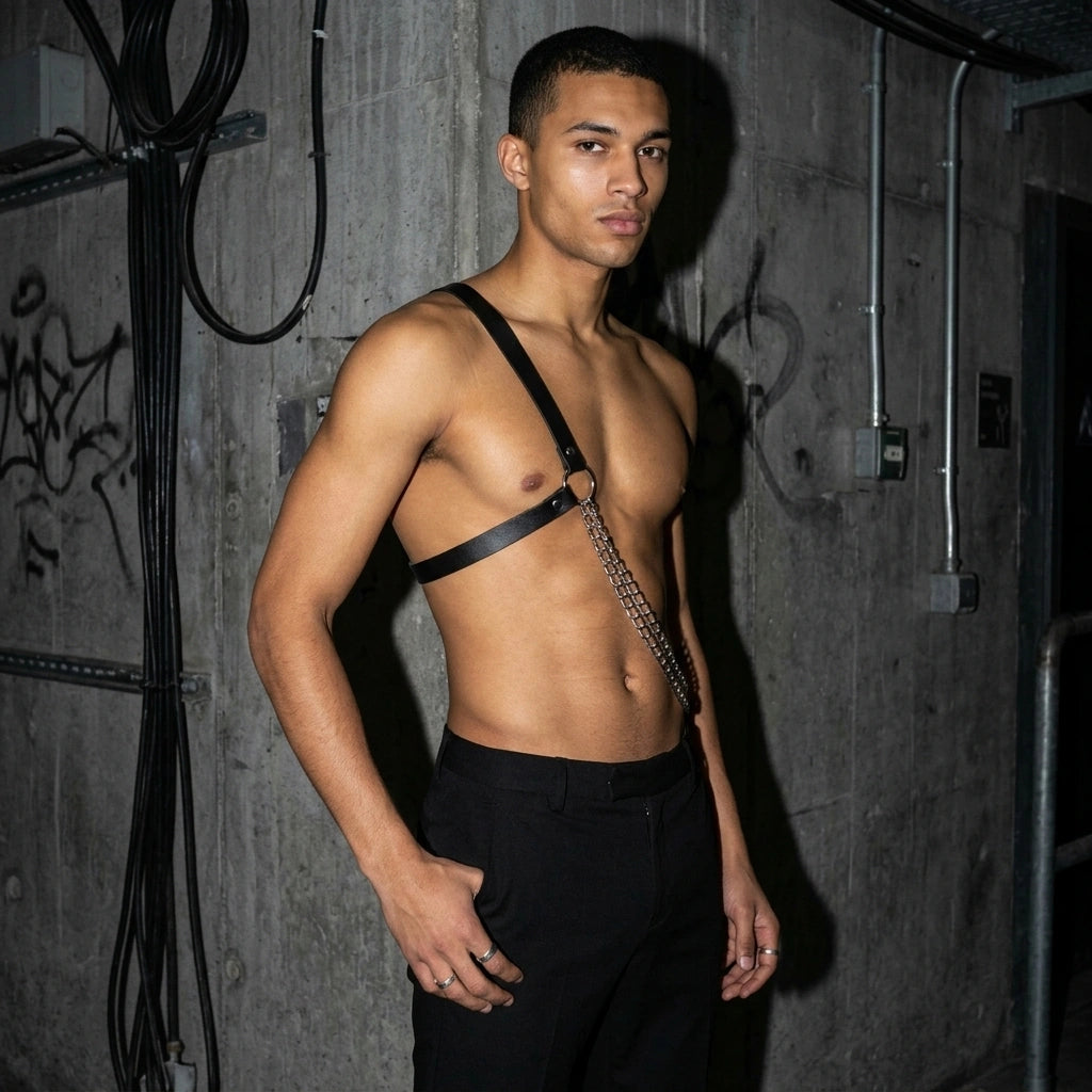 Chain Warrior Männer Harness - Ganzkörper-Aufnahme | Techno Essentials