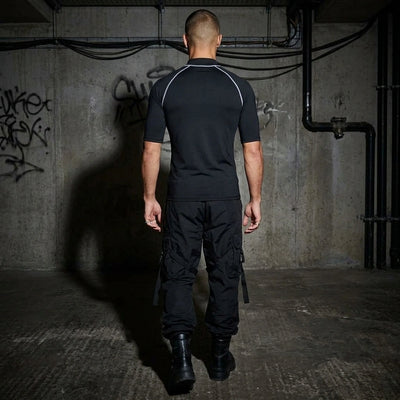 Tribal Techno Vibes Funktionsshirt – Rückansicht #farbe_schwarz