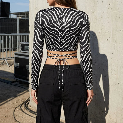 Rückansicht Zebra Rhythm Longsleeve, schwarz-weiß, Festival, Techno-Outfit