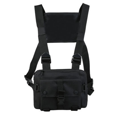 Schwarze Beat Keeper Brusttasche mit Gurten und Rückenteil, Vorderansicht